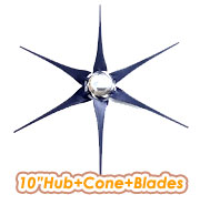 29" Nylon Wind Blades and 6" Steel Hub and Nose Cone for Air-X Wind Generator